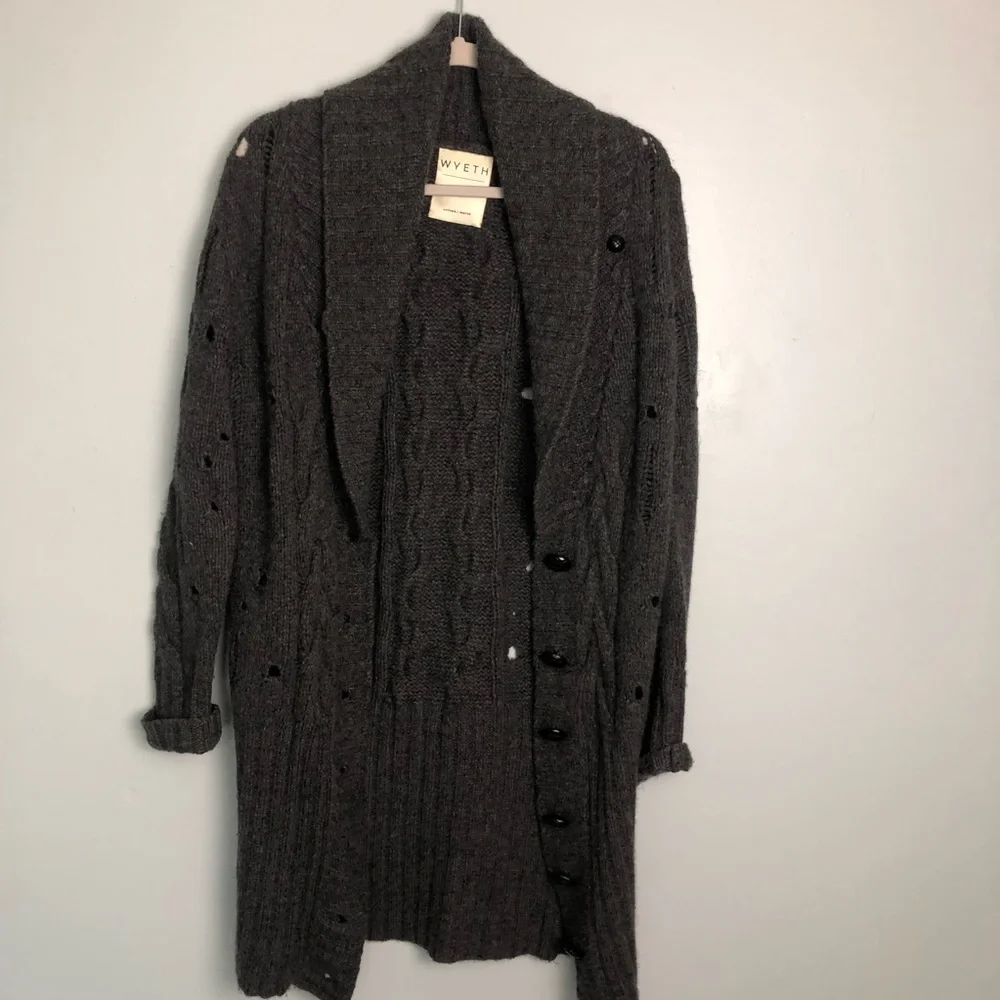 Wyeth By Todd Magill Distressed Cashmere‎ Blend Cardigan Sweater Sz. M